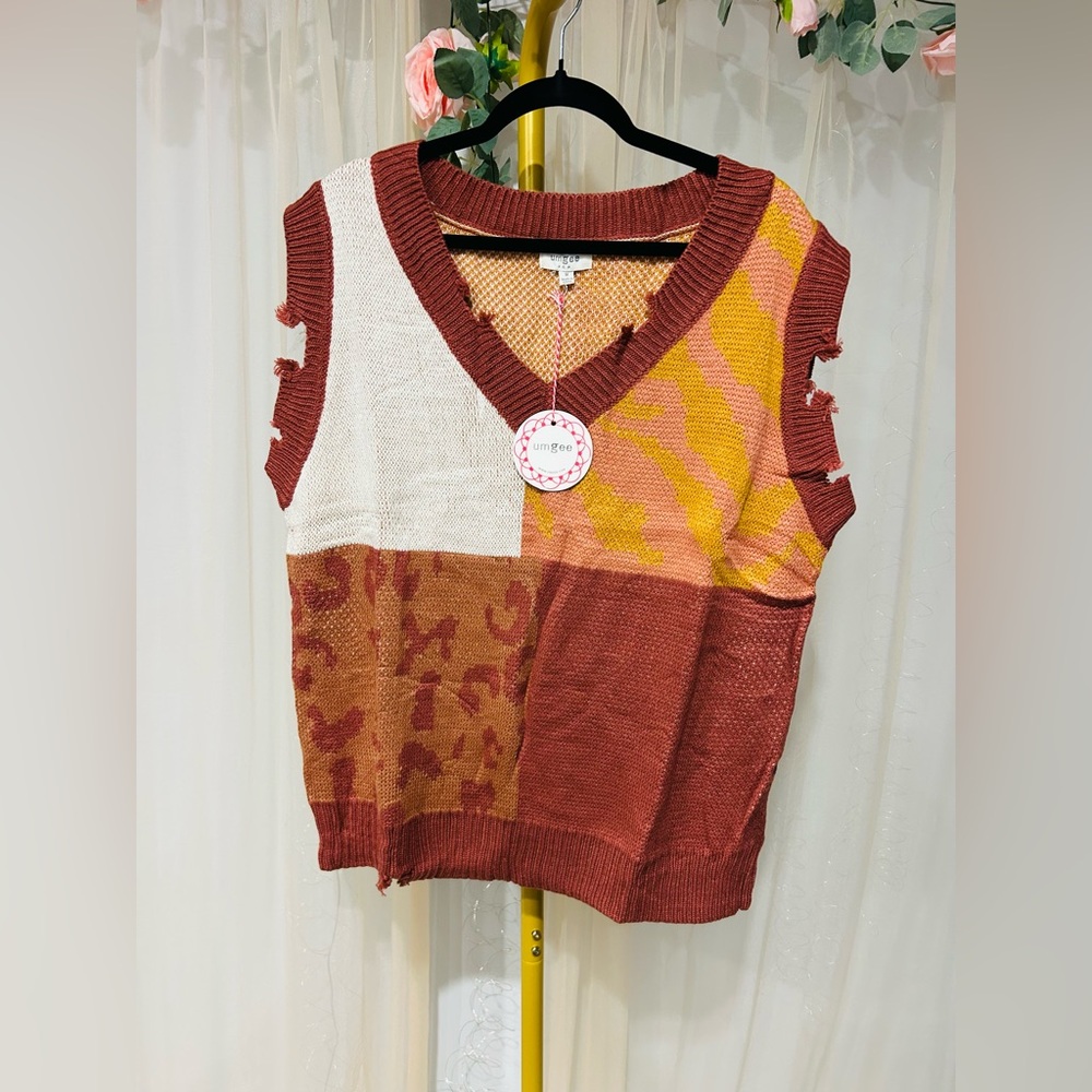 Umgee Multicolor Knit Sweater Vest